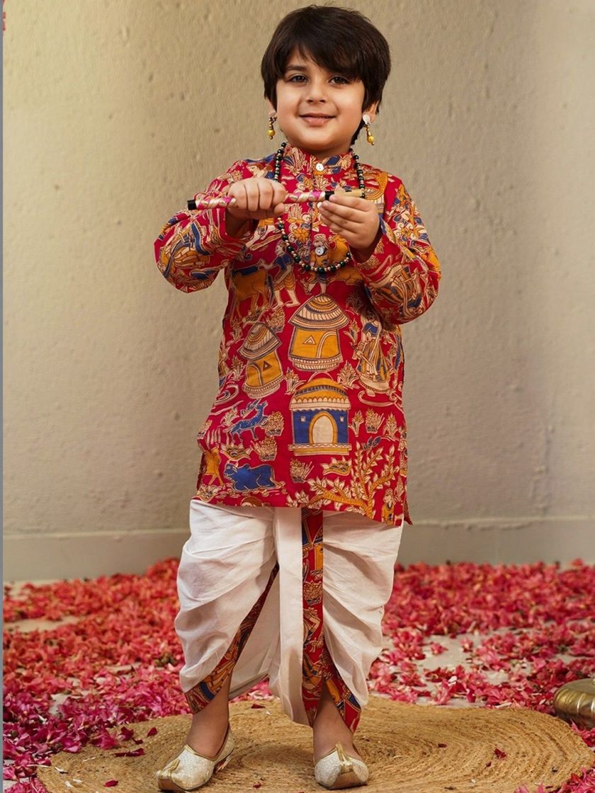 Aj DEZInES - Boys Printed Kurta with Dhoti Pants