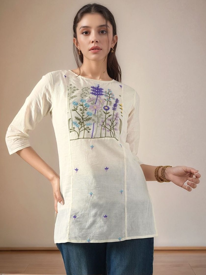 Sangria - Ethnic Round Neck Tunic