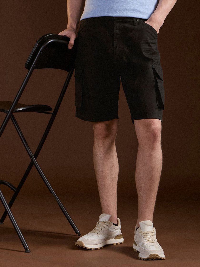 THE BEAR HOUSE - Men Cotton Solid Denim Shorts